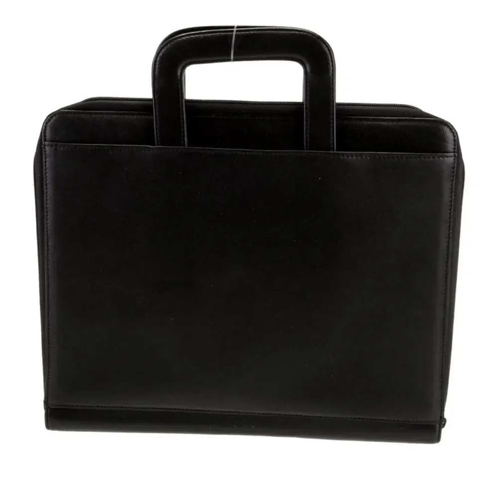Tumi executive black leather portfolio case with pull out handles